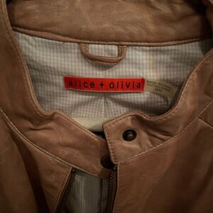 Alice and Olivia tan leather jacket size M